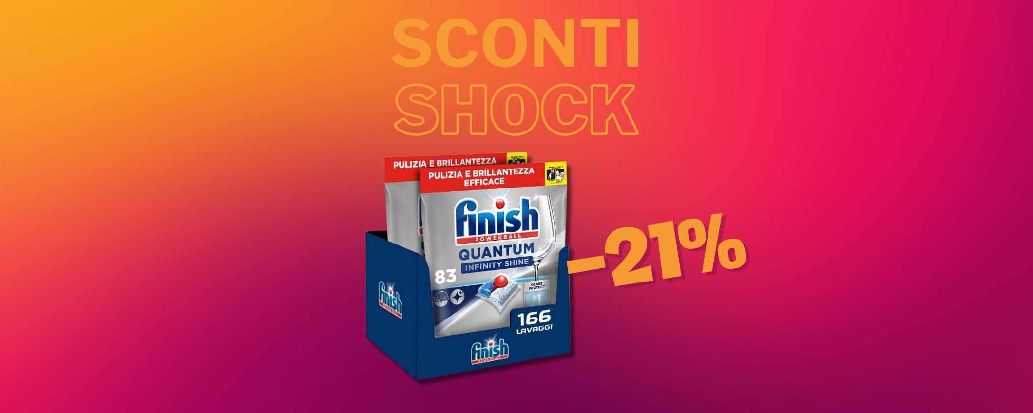 Finish Quantum Infinity Shine: 166 pastiglie in sconto del 21%