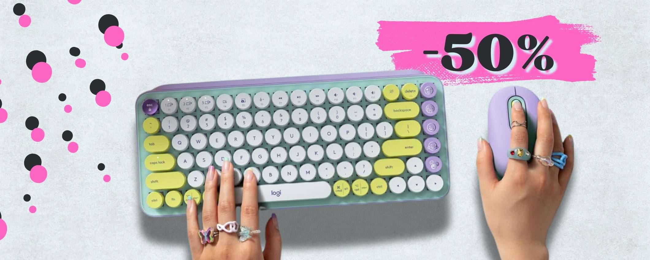 Logitech POP Keys è la tastiera meccanica dai colori PAZZI, 50% su Amazon