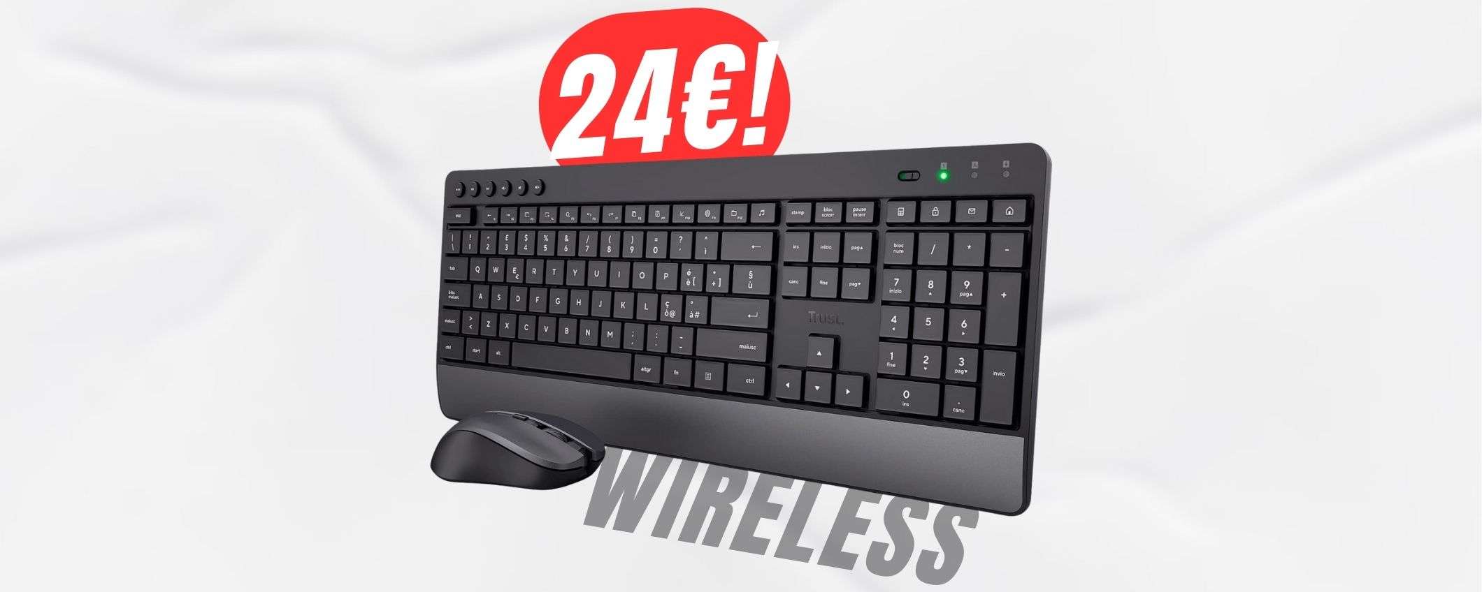 MOUSE+TASTIERA wireless Trust a soli 24€: sconto imperdibile del 38% su Amazon!