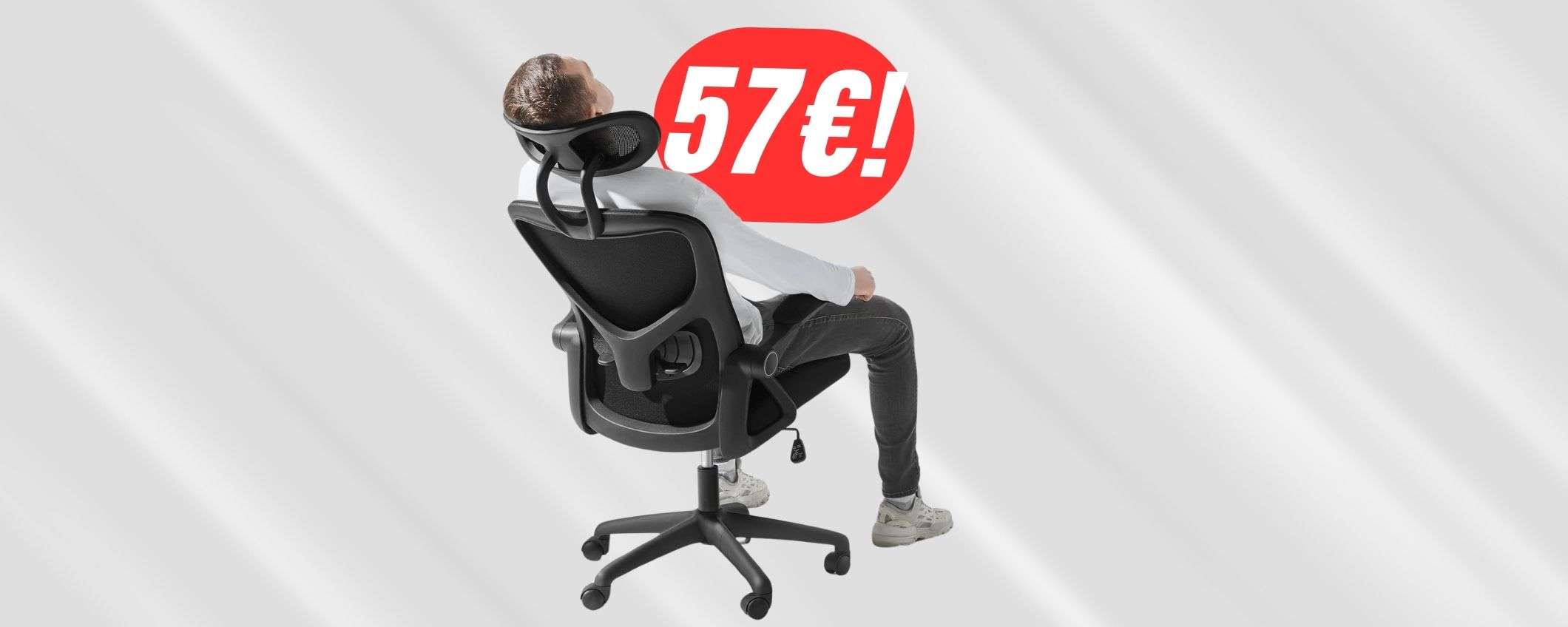 Regolabile e freschissima: questa POLTRONA ERGONOMICA a 57€ è una bomba!