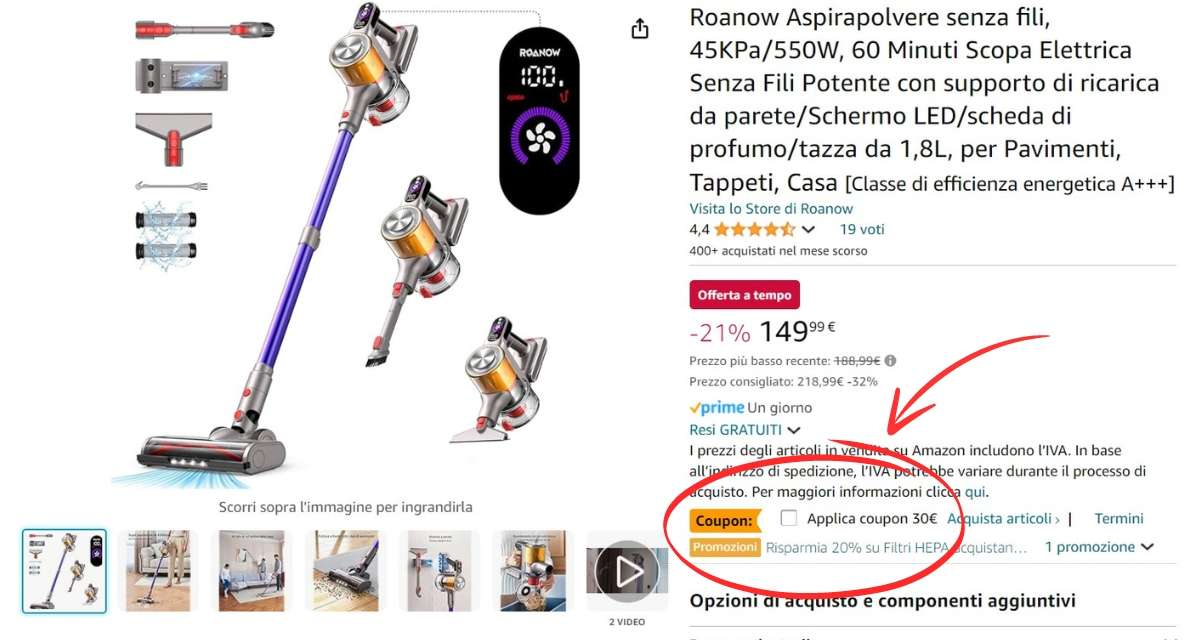 aspirapolvere-senza-fili-bomba-amazon-sconto-99e-coupon