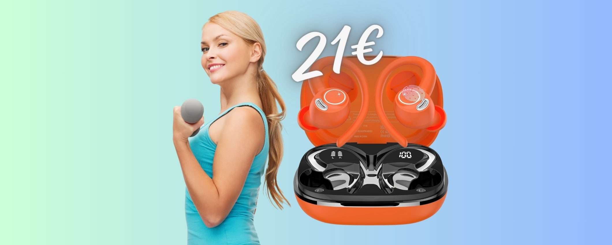 Auricolari Bluetooth per gli sportivi con 48h di autonomia, ora a 21€