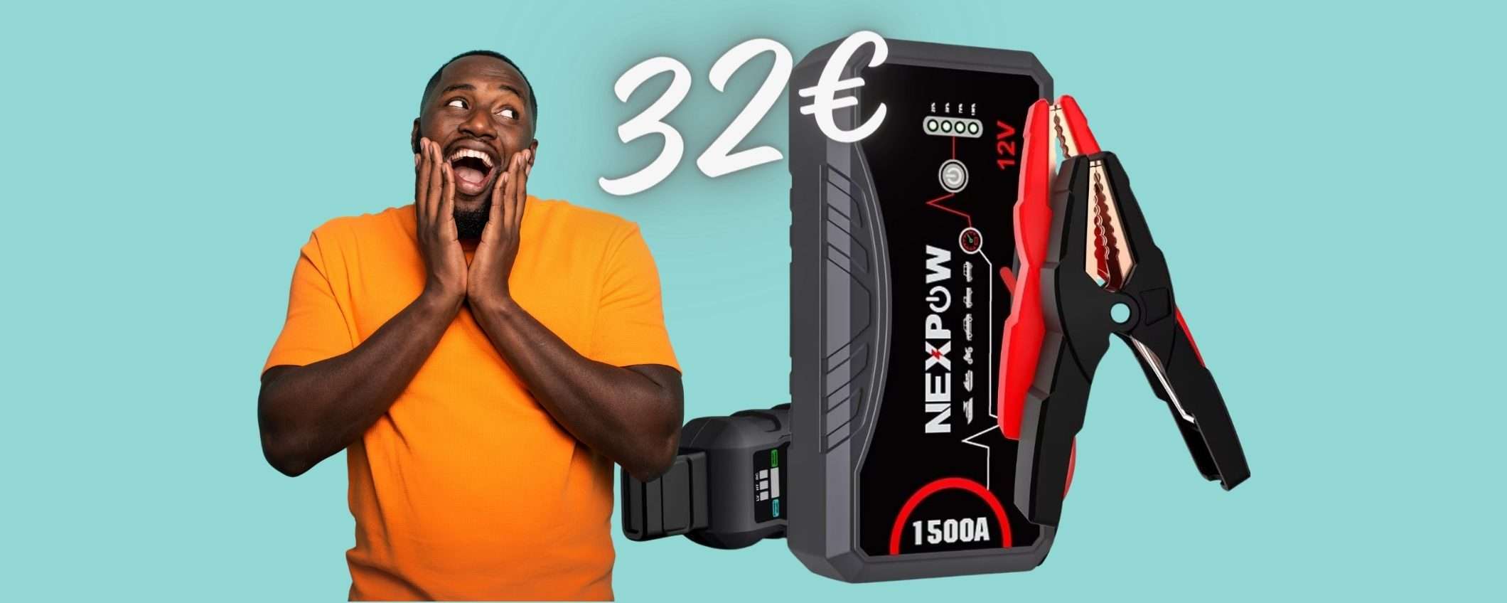 Batteria dell'auto a terra? Riavviala con questo avviatore di emergenza (32€)