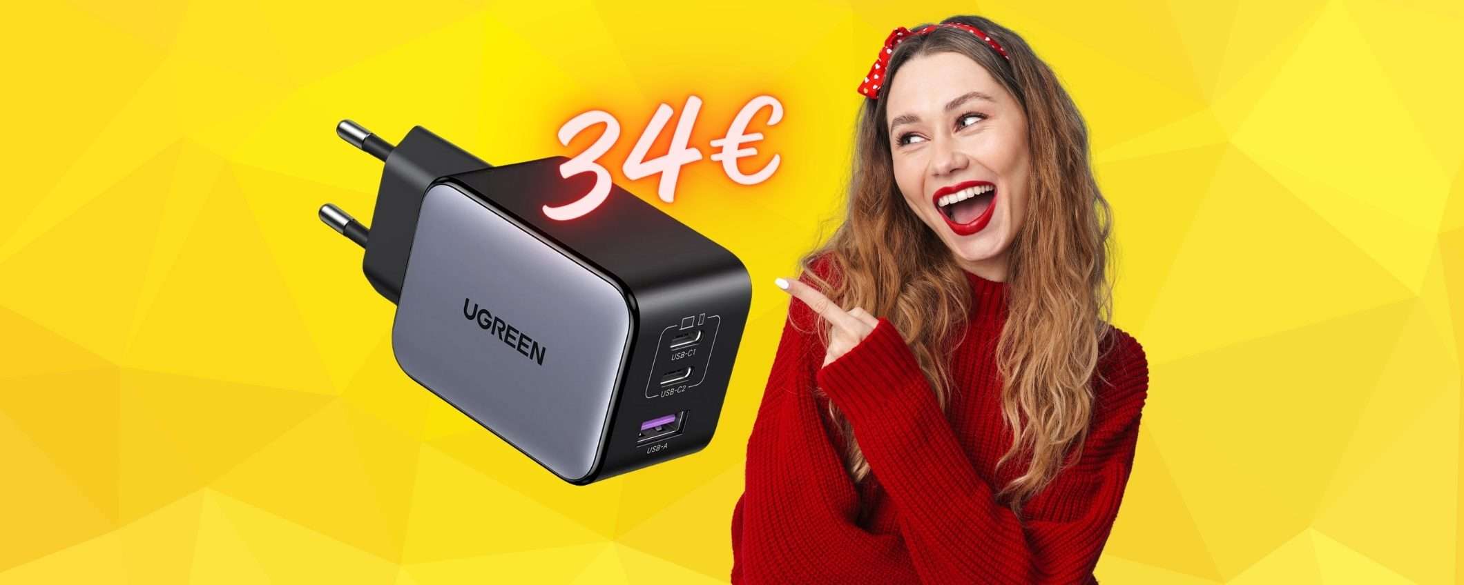 Caricatore USB da 65W ULTRA COMPATTO e con 3 uscite ora tuo a 34€