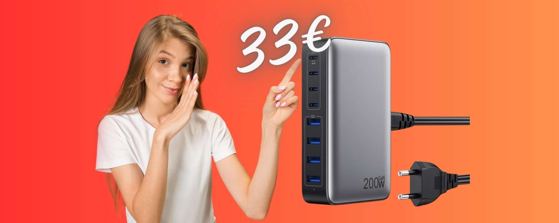 Caricatore USB PAZZESCO: potenza da 200W e 8 porte, ora tuo a 33€