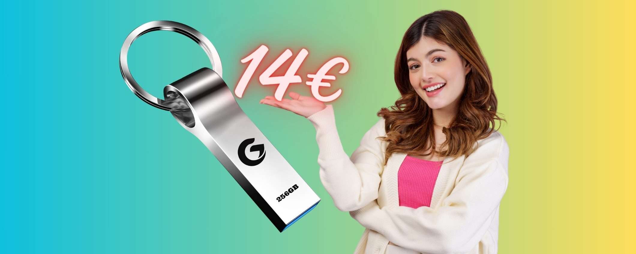 Chiavetta USB da 256 GB elegante e robusta a soli 14€ su Amazon