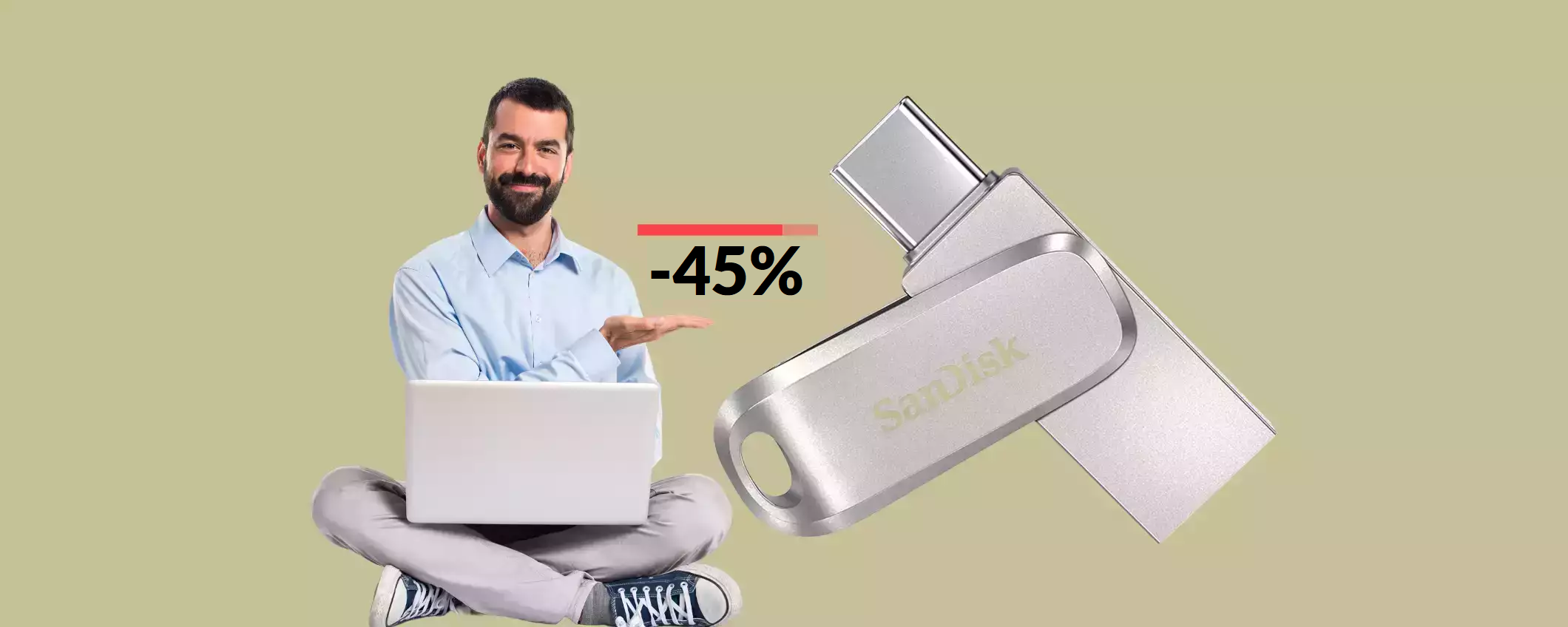 Chiavetta USB 2-in-1 64GB: la più completa e veloce a soli 16€