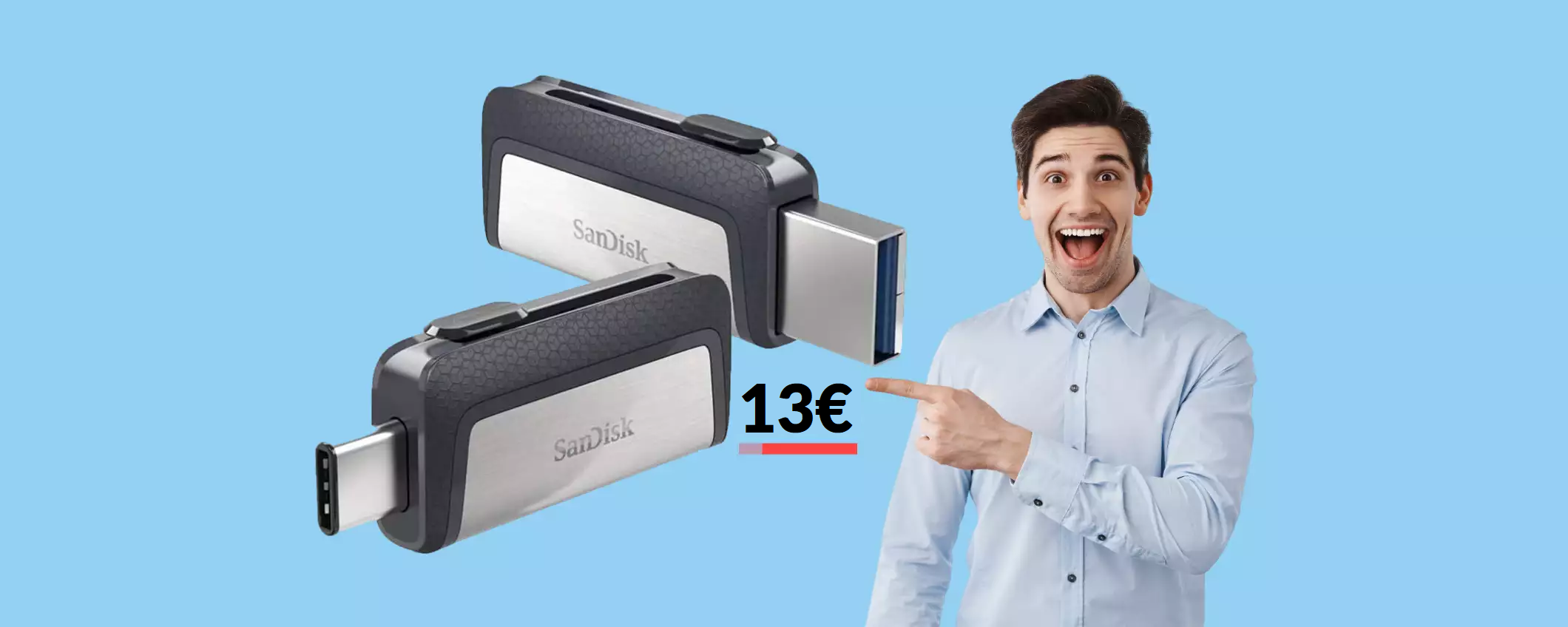 Chiavetta USB 32GB 2-in-1 al prezzo più basso di sempre (13€)