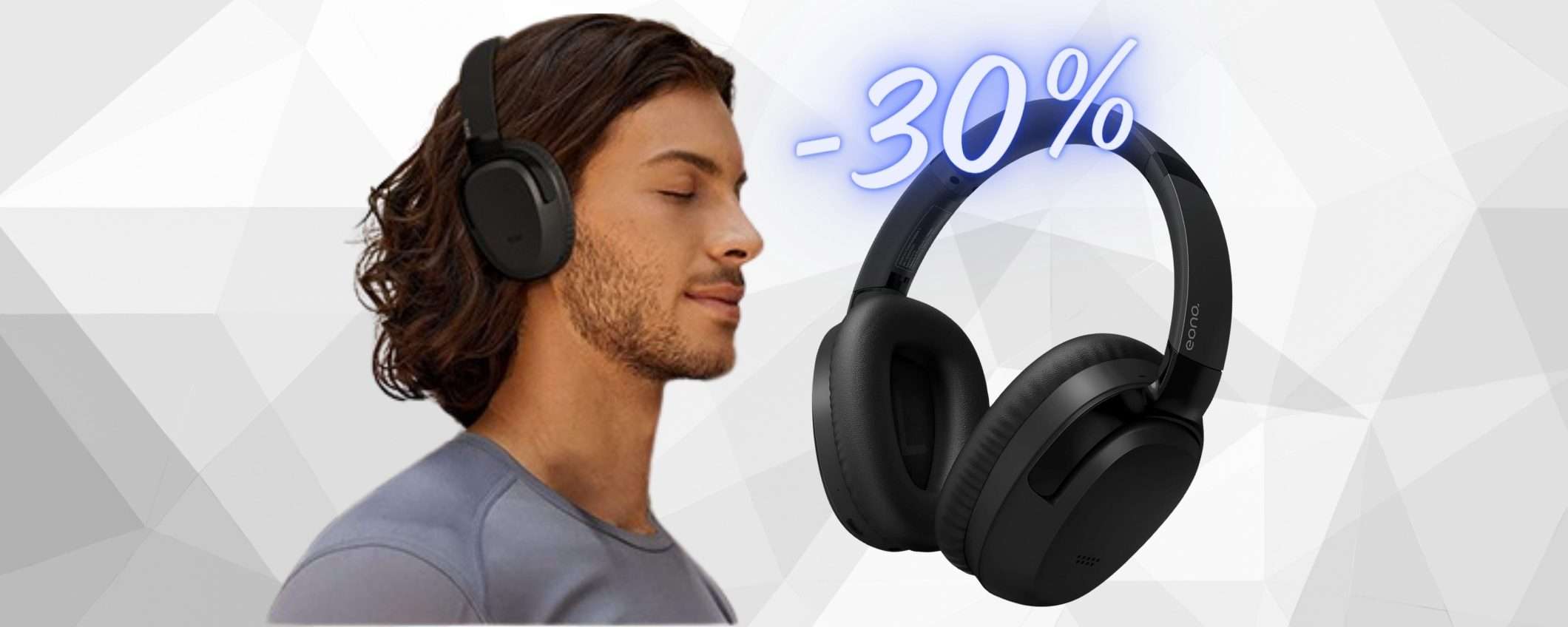 Cuffie wireless Eono con cancellazione rumore e 40h di audio al 30%