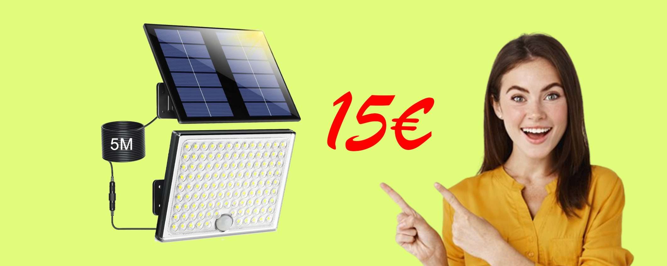 Faretto solare a LED da esterno: OFFERTISSIMA a soli 15€!