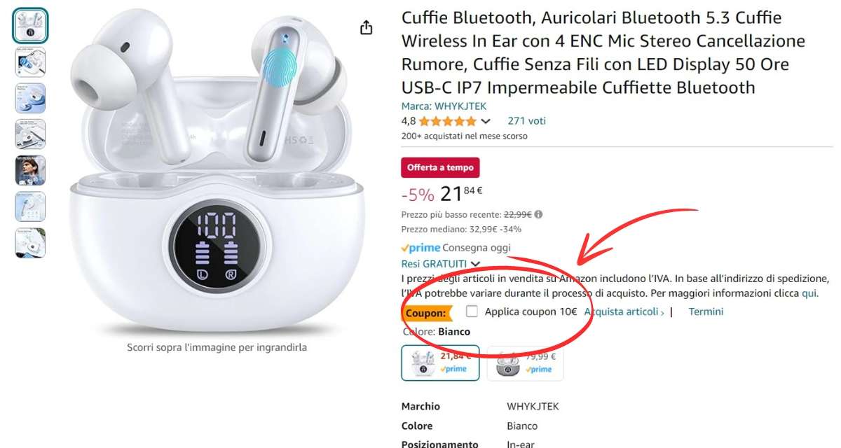 follia-amazon-auricolari-bluetooth-qualita-tuoi-soli-11e-coupon