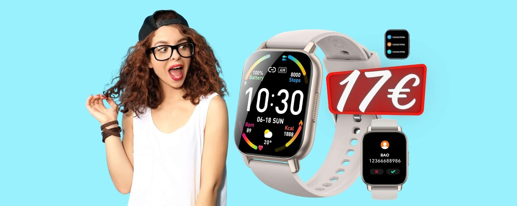 FOLLIA Amazon: smartwatch con 112 modalità sportive e microfono a 17€