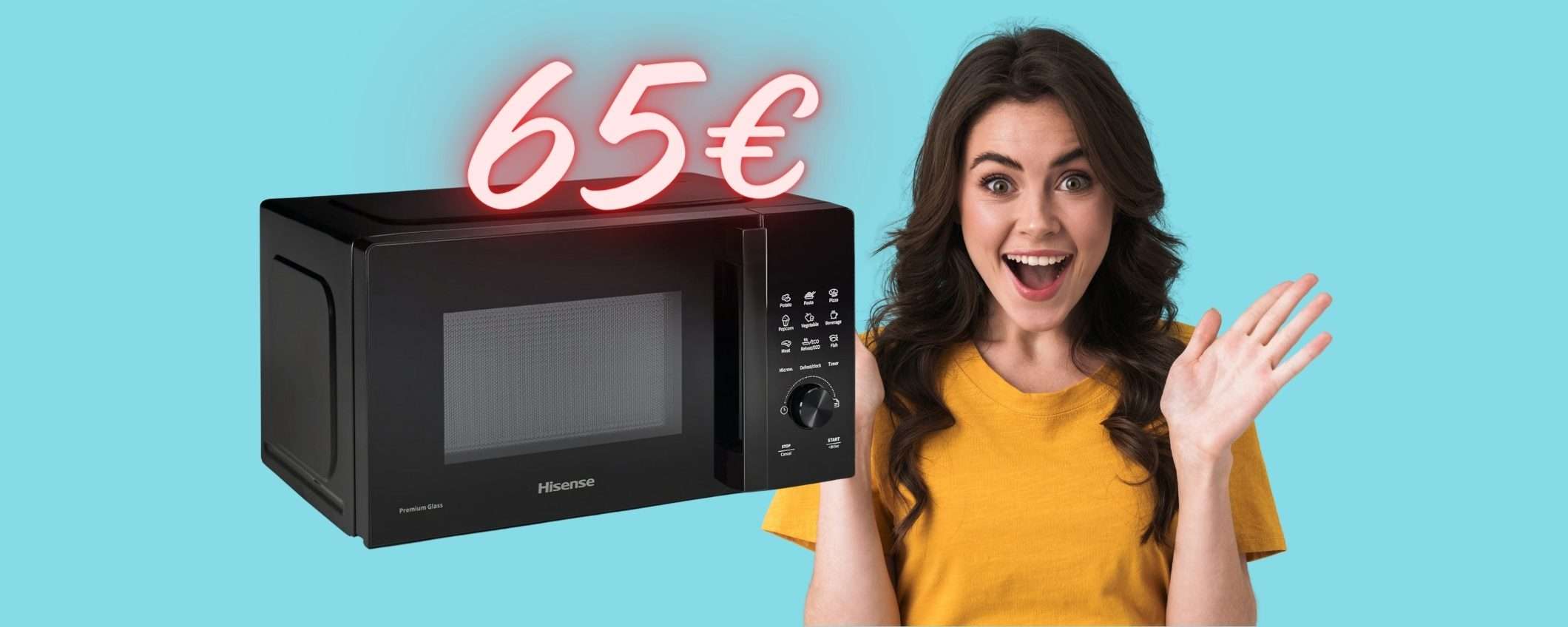 Forno microonde Hisense da 20L e 9 funzioni: uno SPETTACOLO (65€)