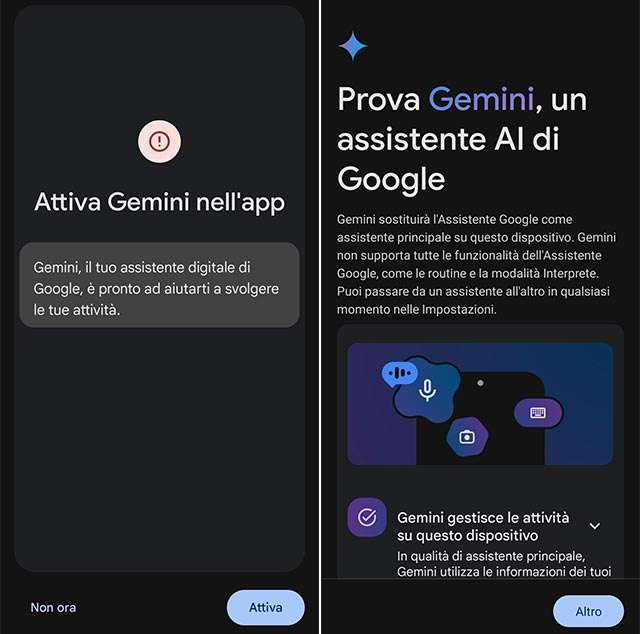 L'applicazione di Gemini su Android: il primo avvio