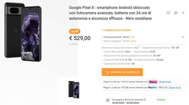 google pixel 8 529 euro unieuro