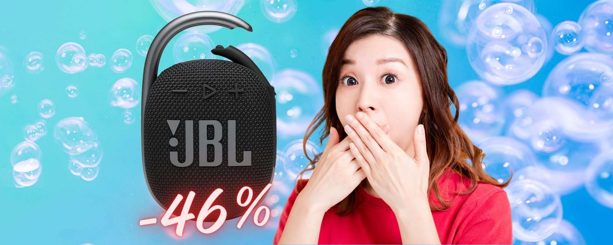 JBL CLIP 4: lo speaker Bluetooth portatile in SCONTO del 46% su Amazon