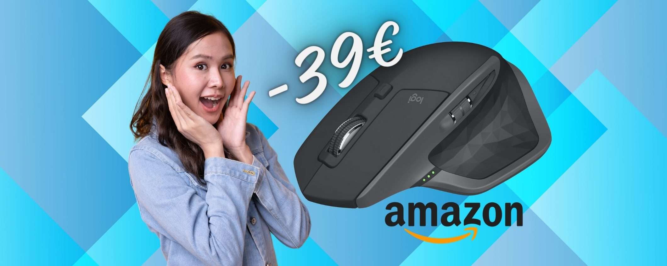 Logitech MX Master 2S: mouse wireless ergonomico a 39€ in MENO
