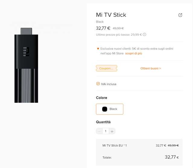 mi tv stick 32 euro mi store