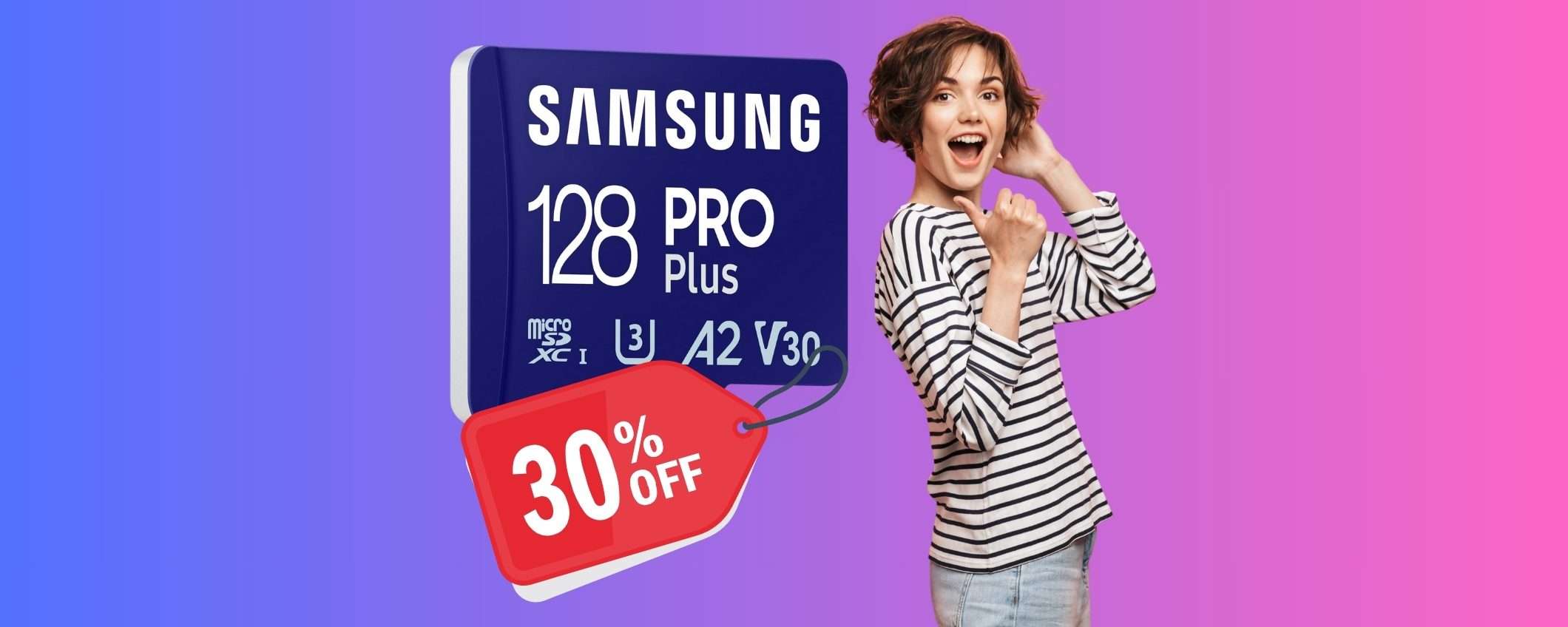 MicroSD Samsung Pro Plus da 128GB su Amazon al 30%, ora tua a 20€