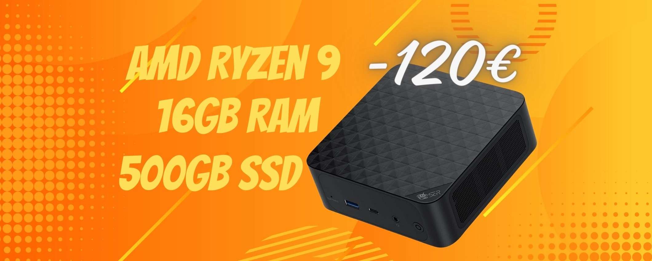 Mini PC Beelink con Ryzen 9, 16GB di RAM e SSD da 500GB (-120€)