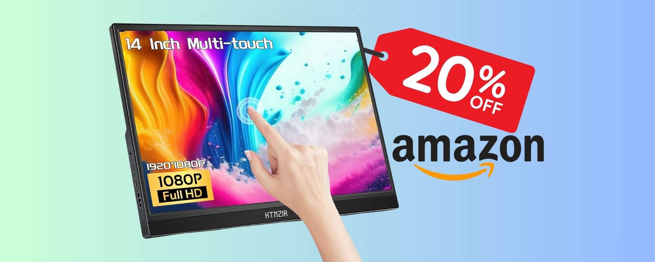 Monitor portatile touchscreen da 14 pollici in SCONTO del 20% (Amazon)