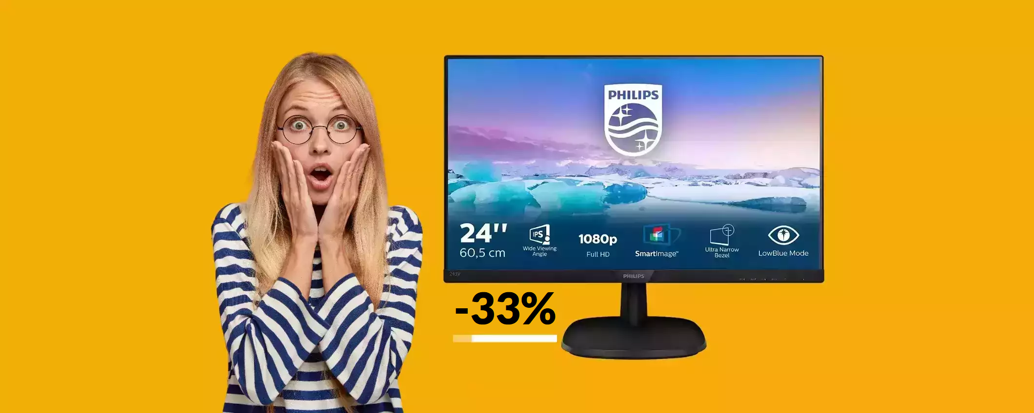 Monitor FullHD Philips da 24'' a soli 79€: OCCASIONE su Amazon