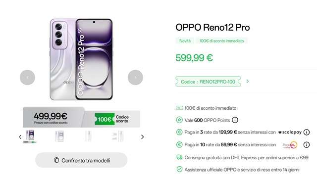 oppo reno 12 pro a 499 euro