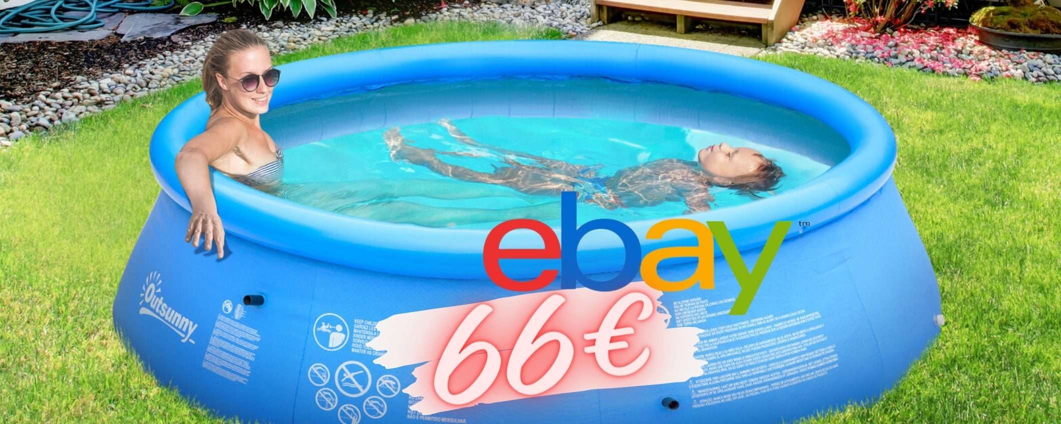 Piscina gonfiabile in PVC e le vacanze non finiscono, solo 66€ su eBay