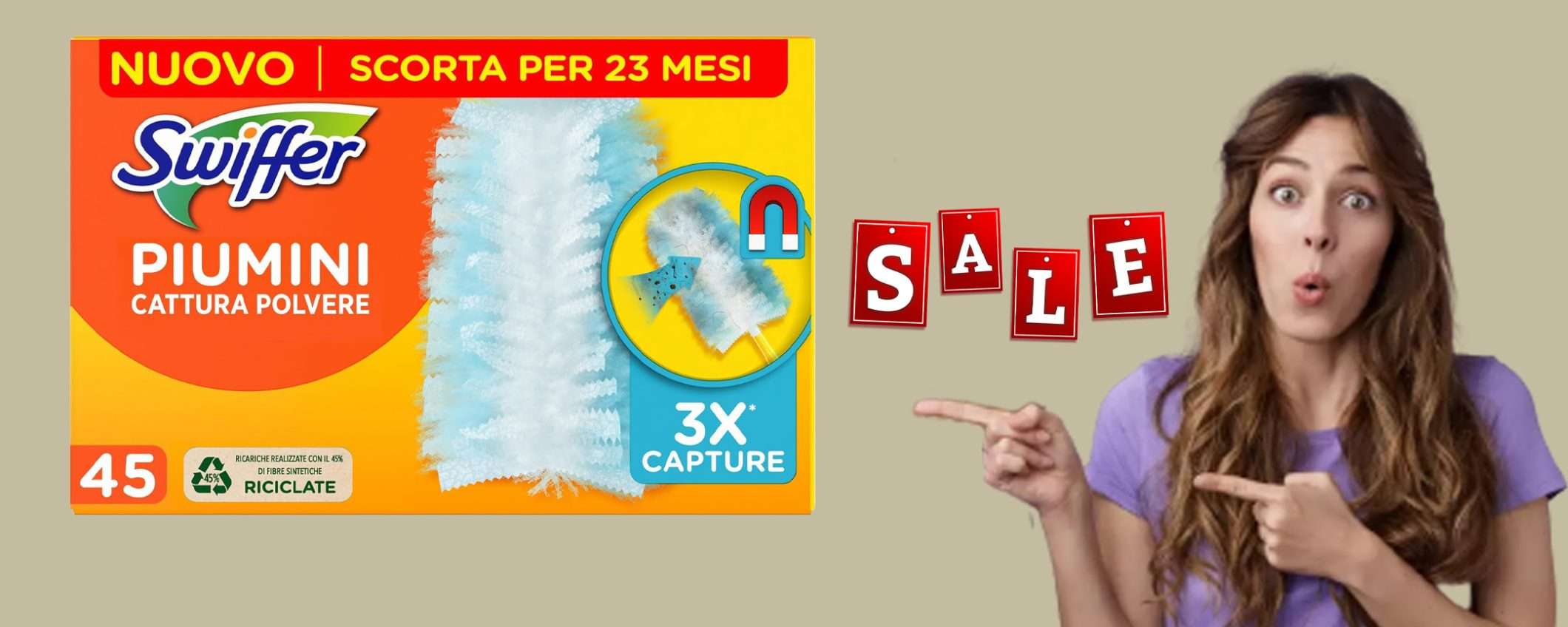 Piumini catturapolvere Swiffer Duster (45pz): sconto TOP (0,53€/pz)