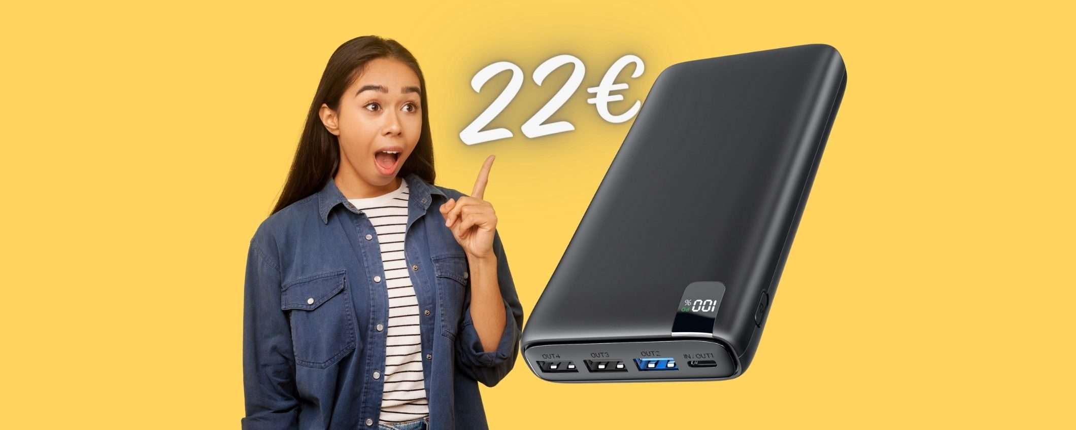 Power Bank da 27000mAh SUPER POTENTE che ricarica 4 dispositivi (22€)