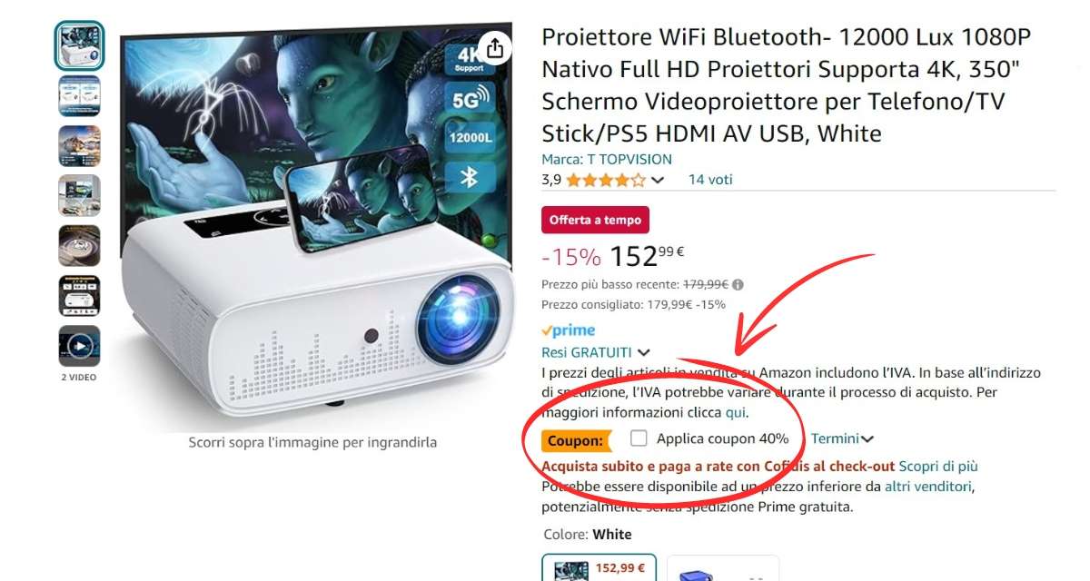 proiettore-wifi-doppio-sconto-tuo-risparmio-88e-coupon