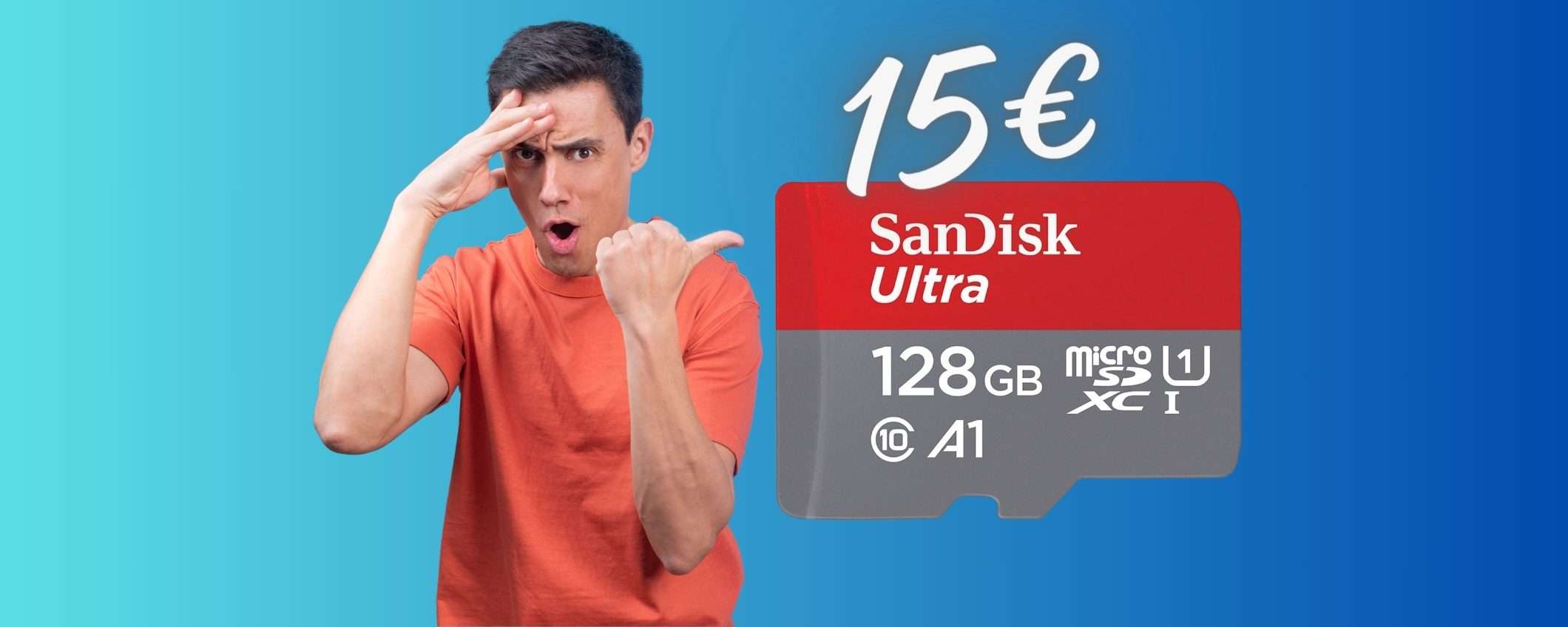 SanDisk Ultra: microSD da 128GB a PREZZO da FAVOLA, solo 15€