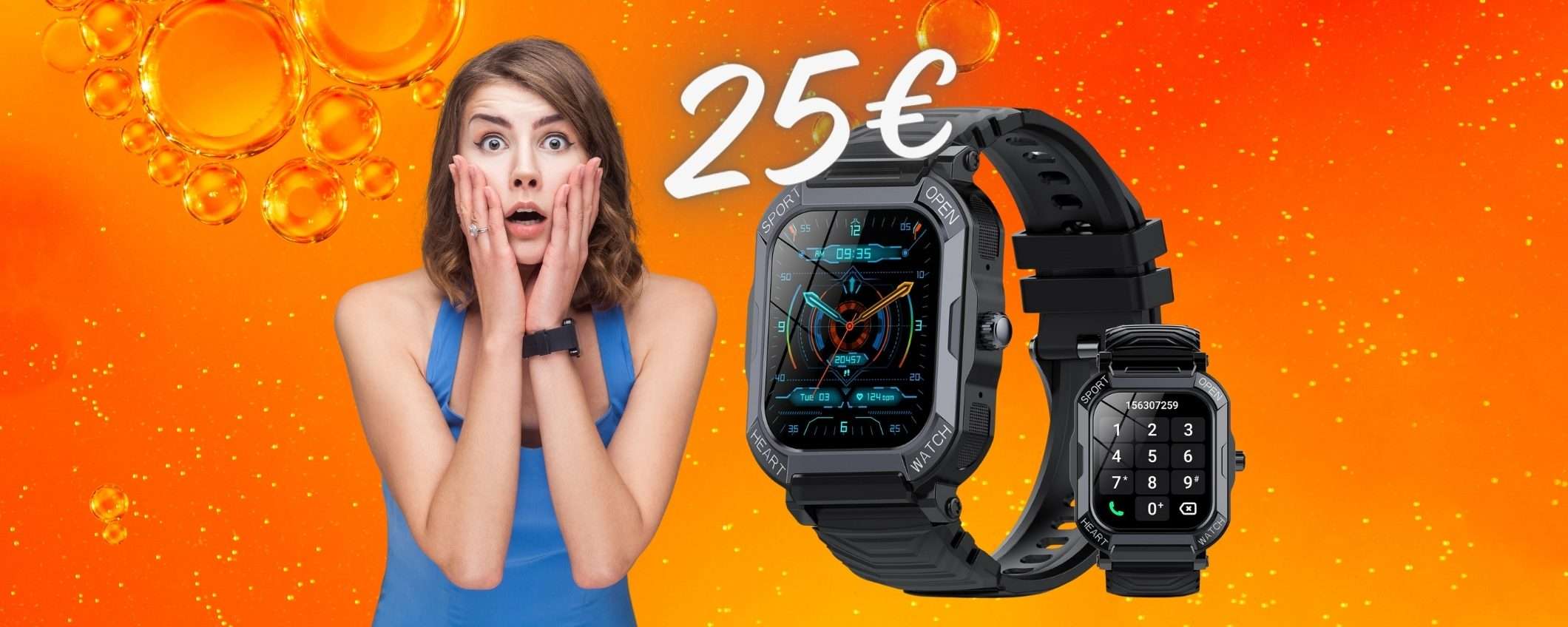 Smartwatch con funzioni TOP tra cui microfono per chiamate TUO a 25€