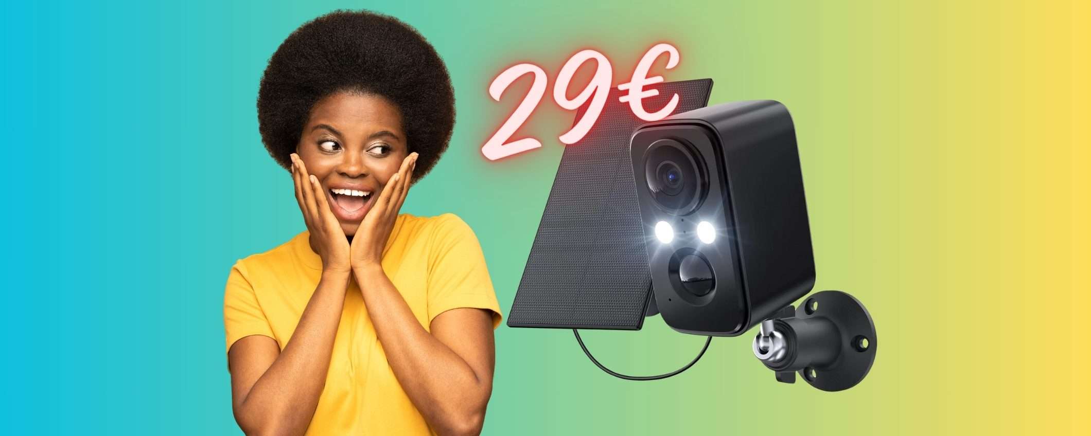 SOLO 29€ per questa videocamera di sicurezza con pannello solare (50%)