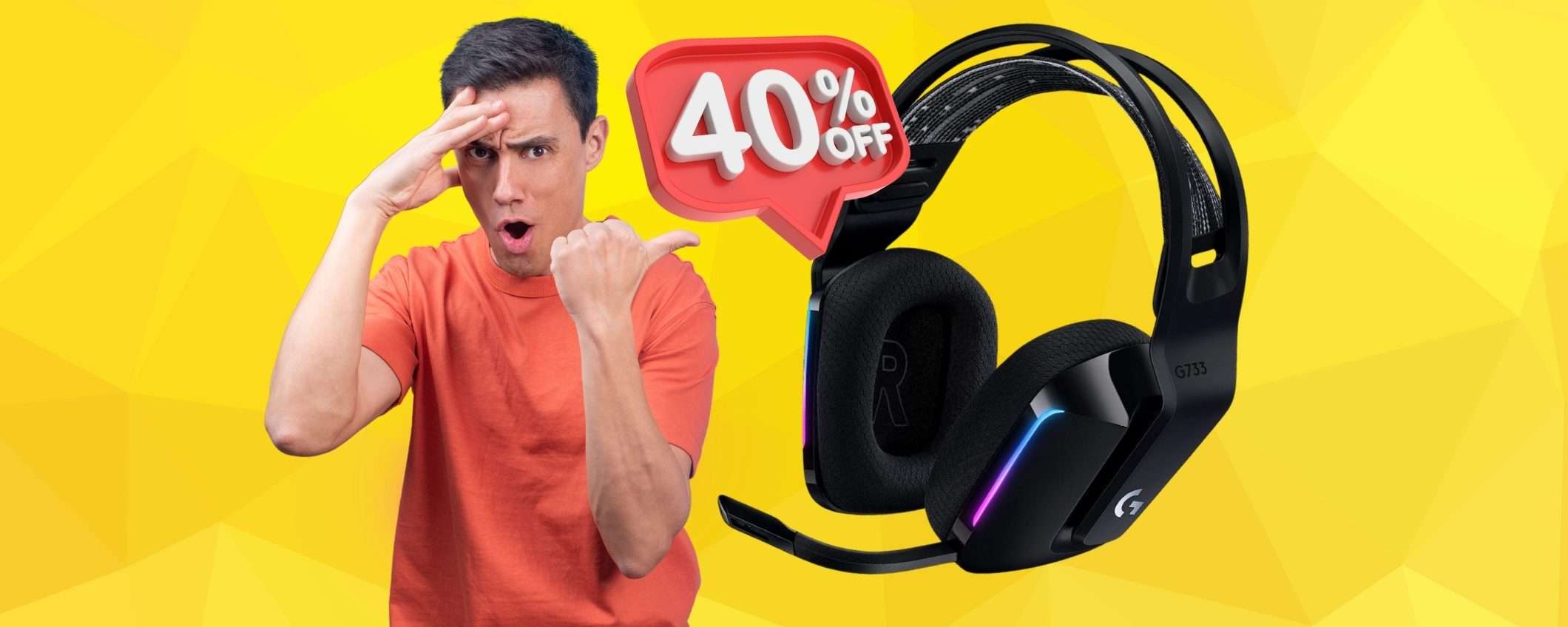 SUPER SCONTO del 40% sulle cuffie da gaming Logitech G733 (anche a rate)