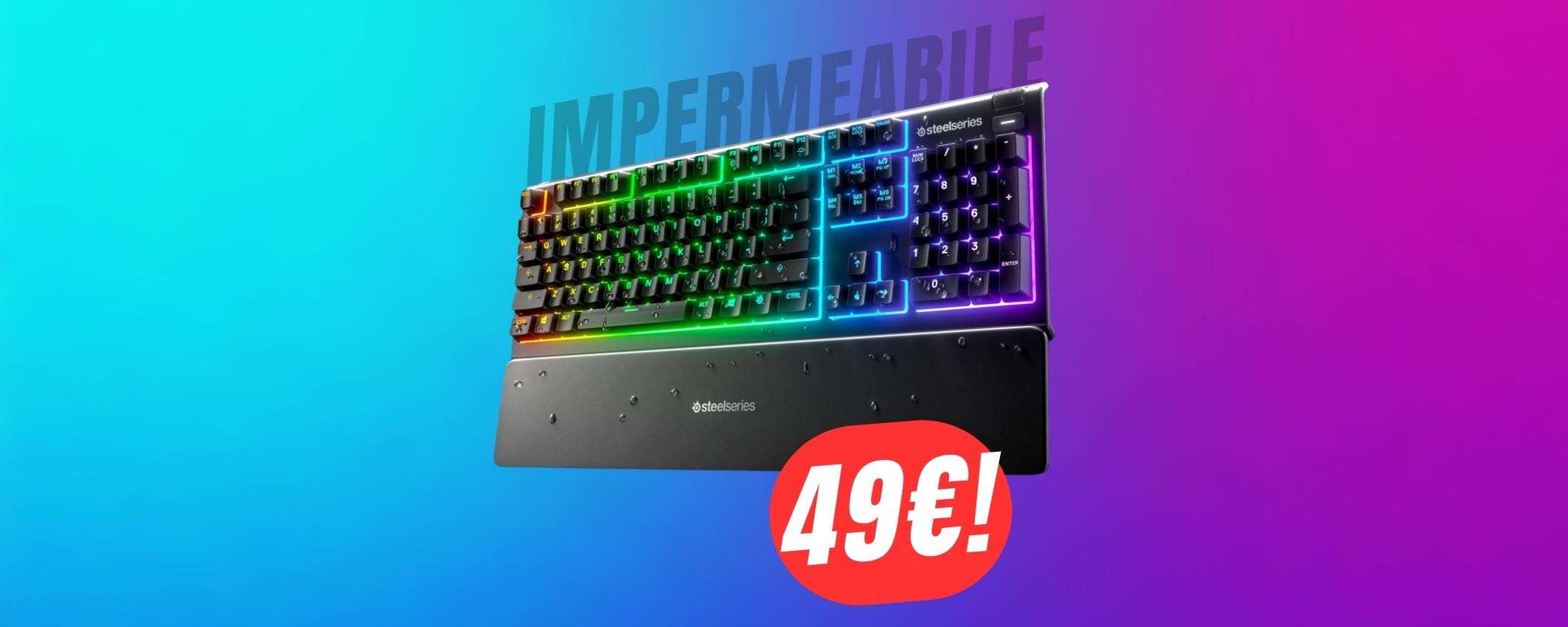 Questa TASTIERA da GAMING (impermeabile) con poggiapolsi crolla ad appena 49€!