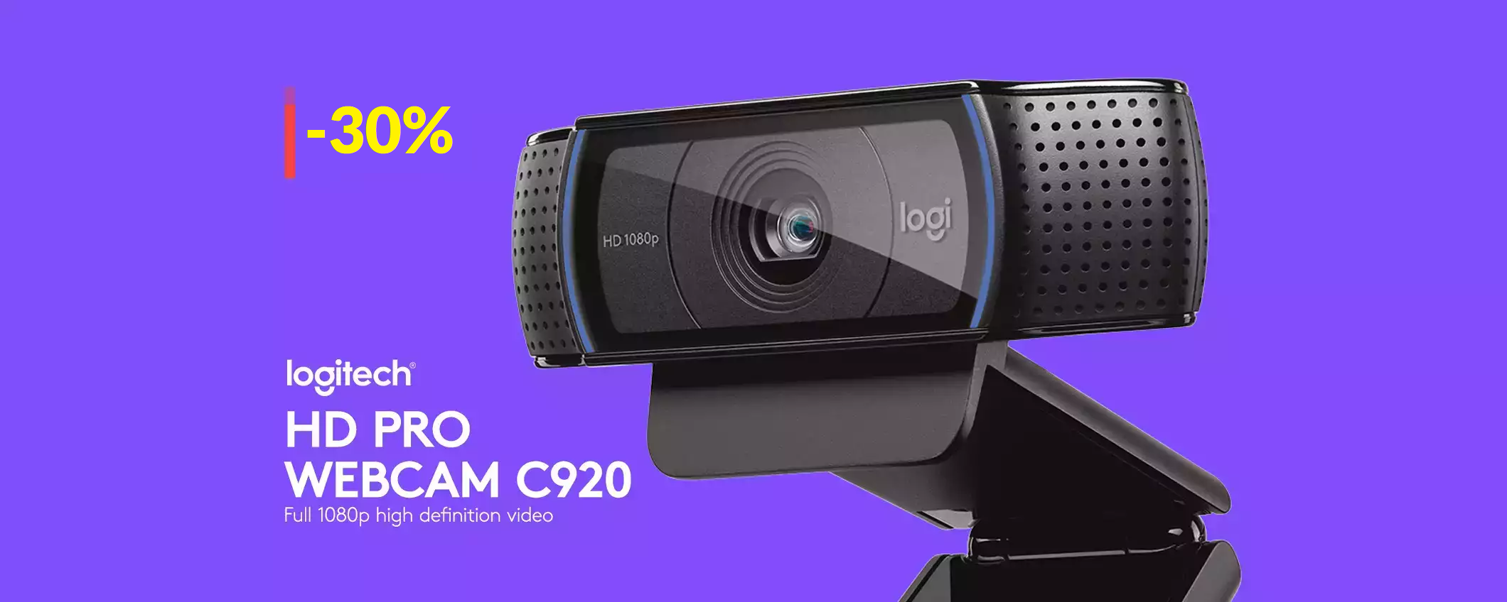 Webcam Logitech FHD regolabile e con microfoni integrati (-30%)