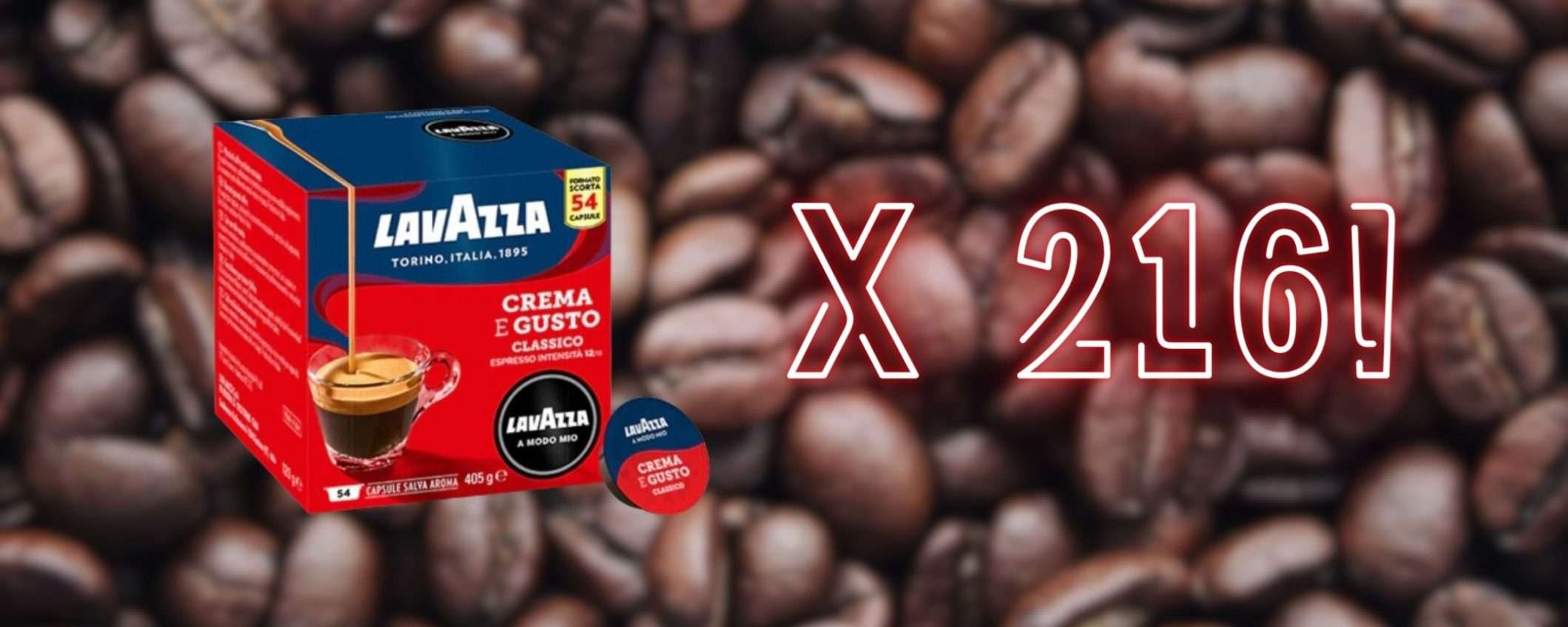 Caffè Lavazza Crema e Gusto: 216 capsule per A Modo Mio a soli 39€ su eBay