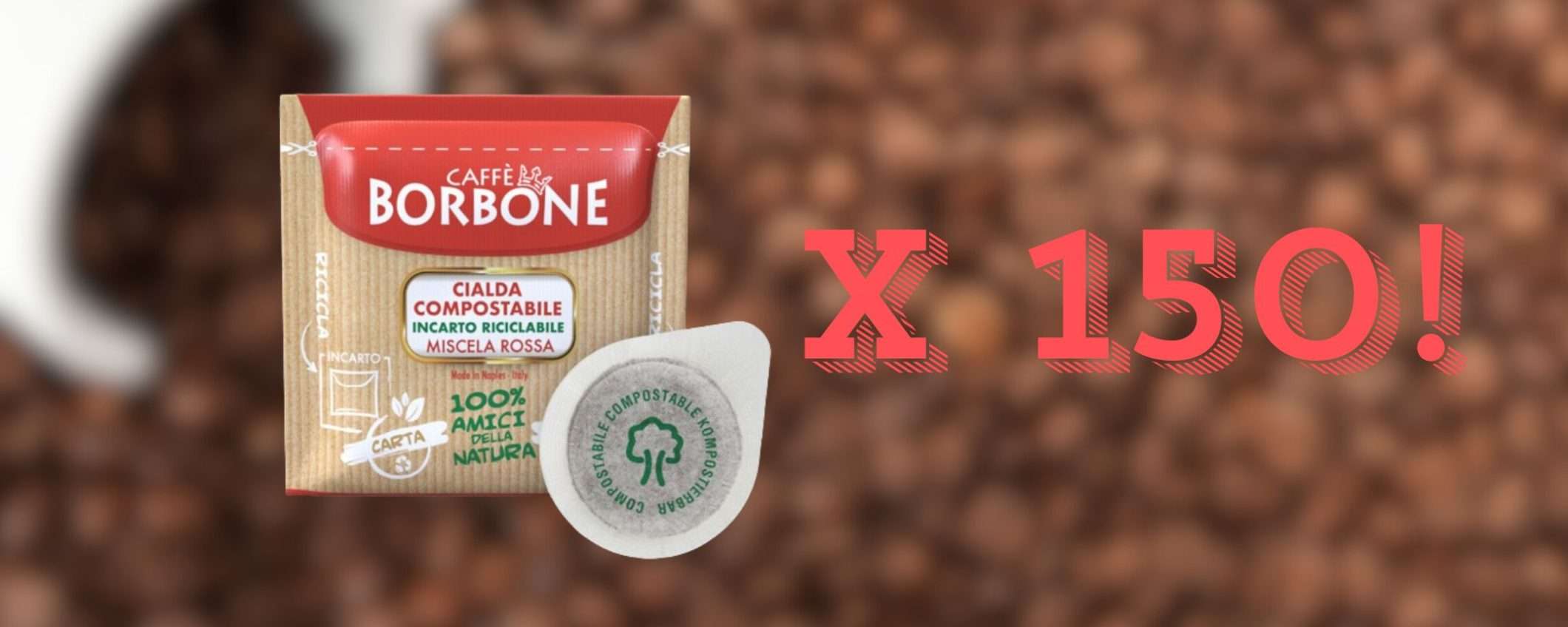 Caffè Borbone Miscela Rossa: 150 cialde ESE 44mm scontate del 29% su eBay