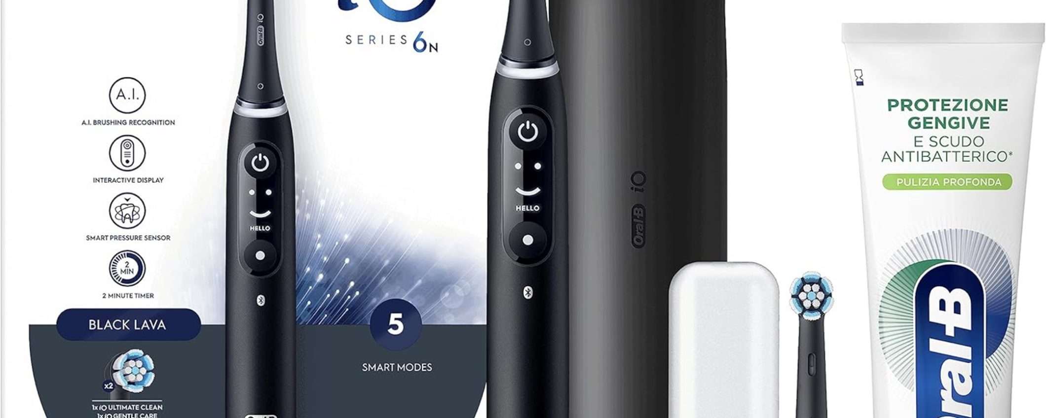 Spazzolino Oral-B iO6 con set da viaggio, ricambio e dentifricio scontati del 52% su Amazon