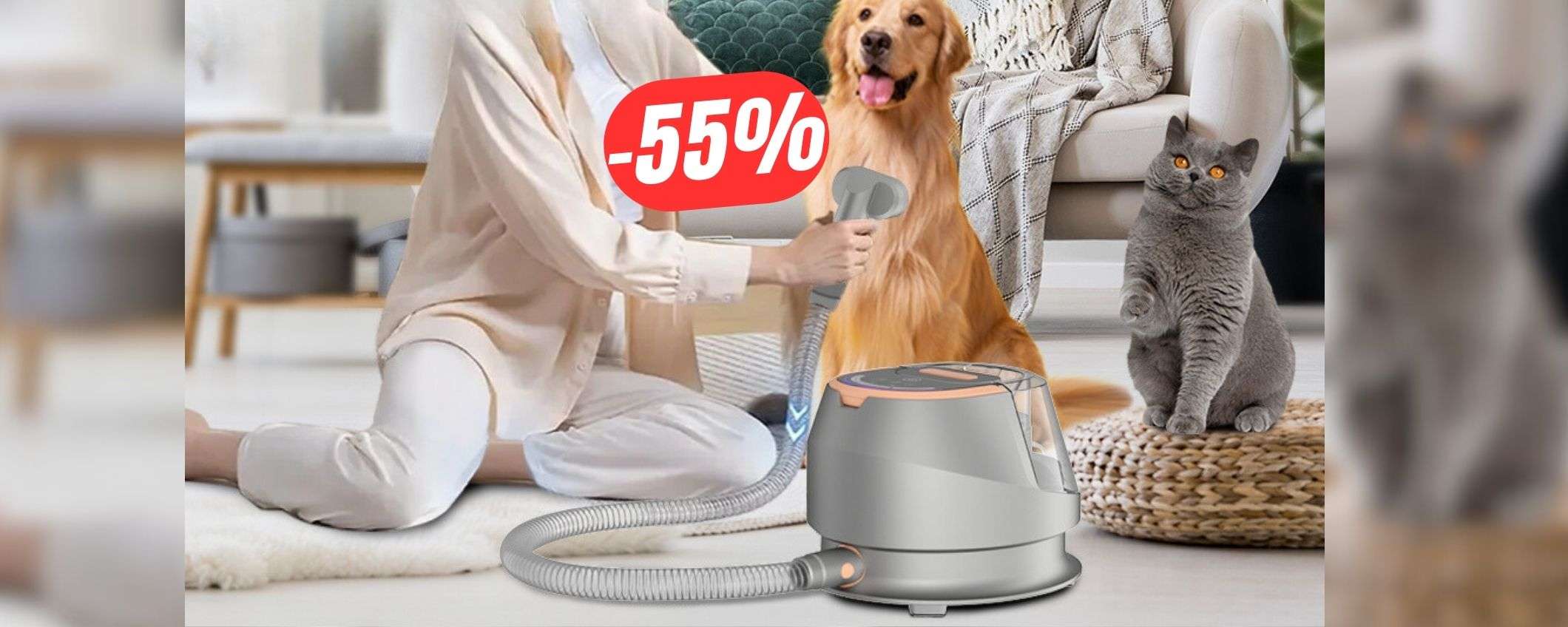 Risparmia il -55% sull'ASPIRA PELI con RASOIO per il tuo cane grazie al doppio coupon!