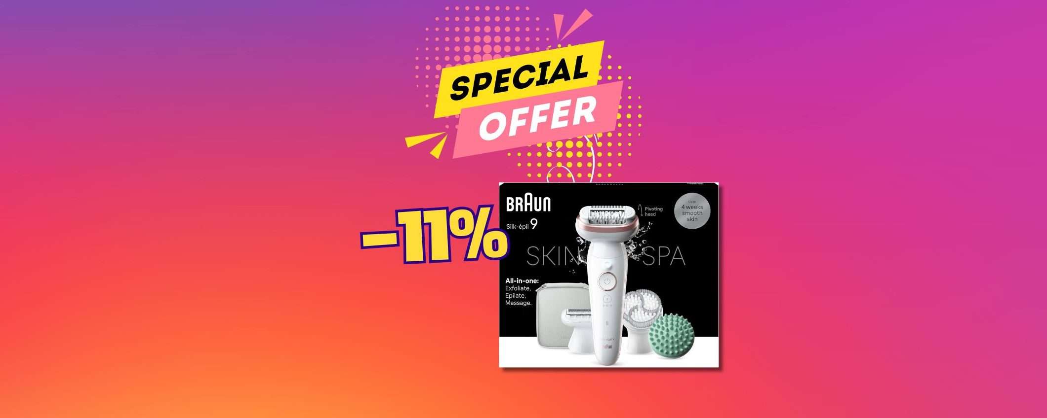 Estate senza l'estetista? Possibile, solo con Braun Silk-épil 9 SkinSpa (-11%)