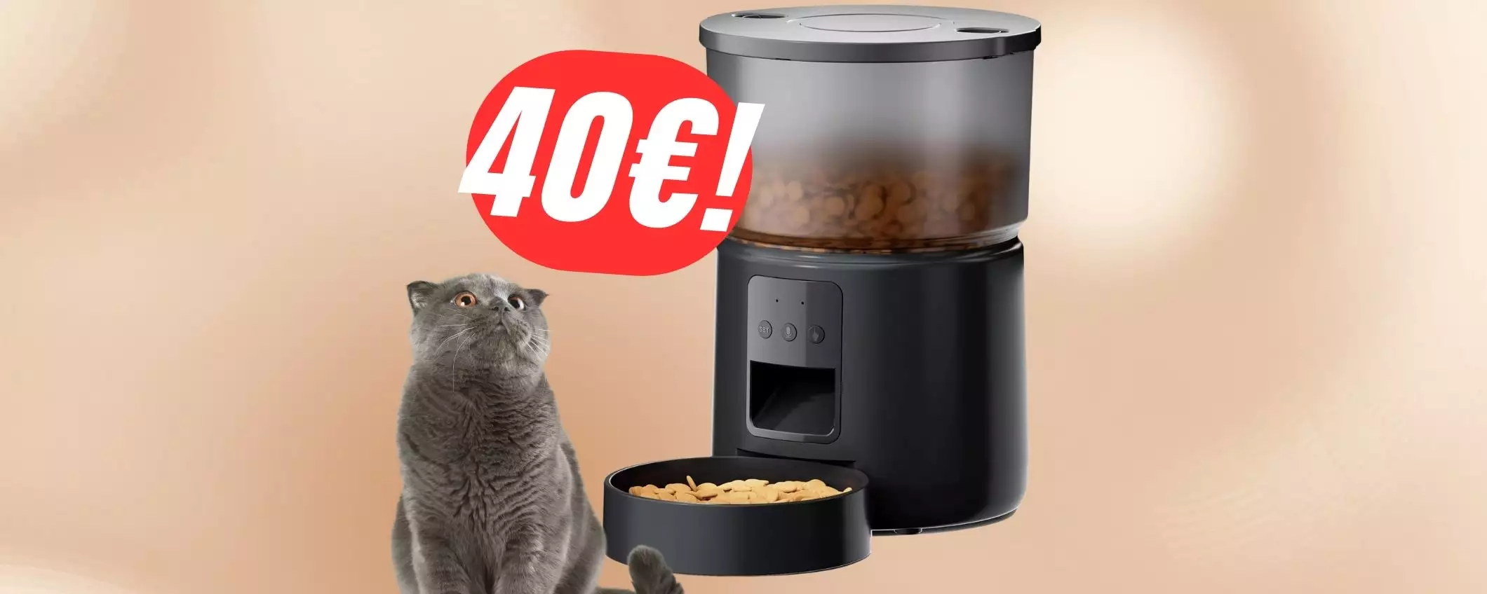 TRIPLO SCONTO per il distributore automatico di cibo per cani o gatti (40€!)