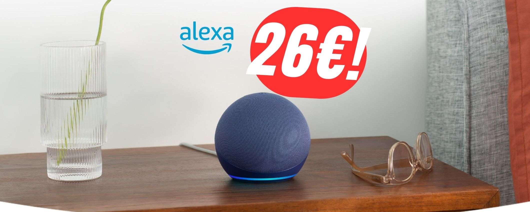 Amazon Alexa crolla del -48% (lo pagherai solamente 26€!)