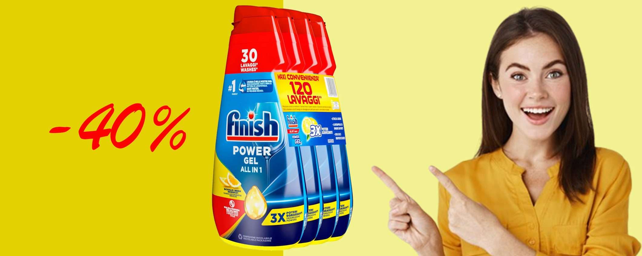 Finish Powergel Gel per Lavastoviglie: sconto WOW del 40%