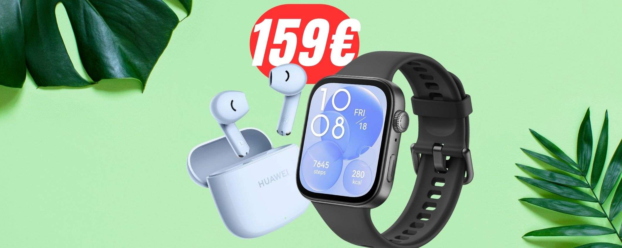 SMARTWATCH+AURICOLARI wireless di Huawei: COMBO a soli 159€ su Amazon!