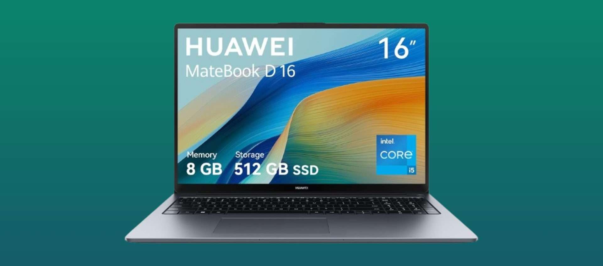 Huawei MateBook D16 in offerta a soli 549€: Windows 11, Intel Core i5 e SSD da 512GB