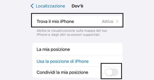 Come disattivare il monitoraggio della posizione per amici e familiari