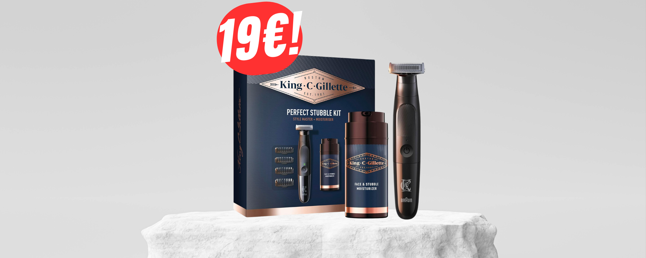 Combo King C. Gillette: RASOIO ELETTRICO+CREMA a soli 19€ con il ribasso del -37%!