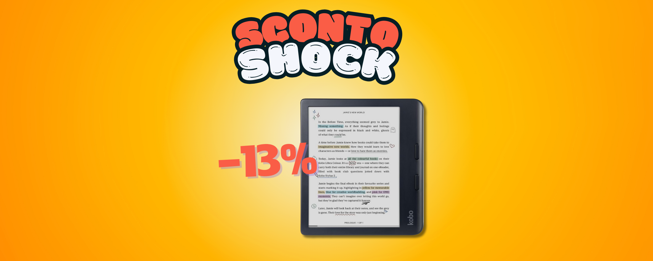 Leggi dove vuoi con Kobo Libra Colour in sconto del 13%